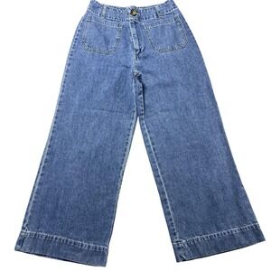 Velvet Heart Pants Womens 28 Blue Alyx Cropped Wide Leg Denim Elastic Waist